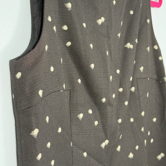 Akris Punto Wool Blend Sheath Dress Charcoal Gray Ivory Dot Luxury Work Office 8 - Picture 7 of 8